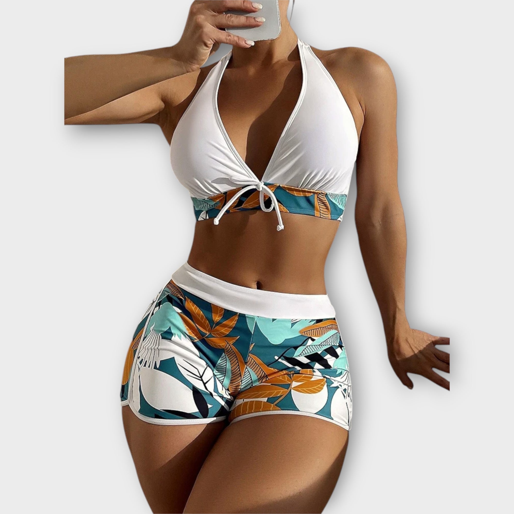 Neckholder-Bikini-Set mit hoher Taille